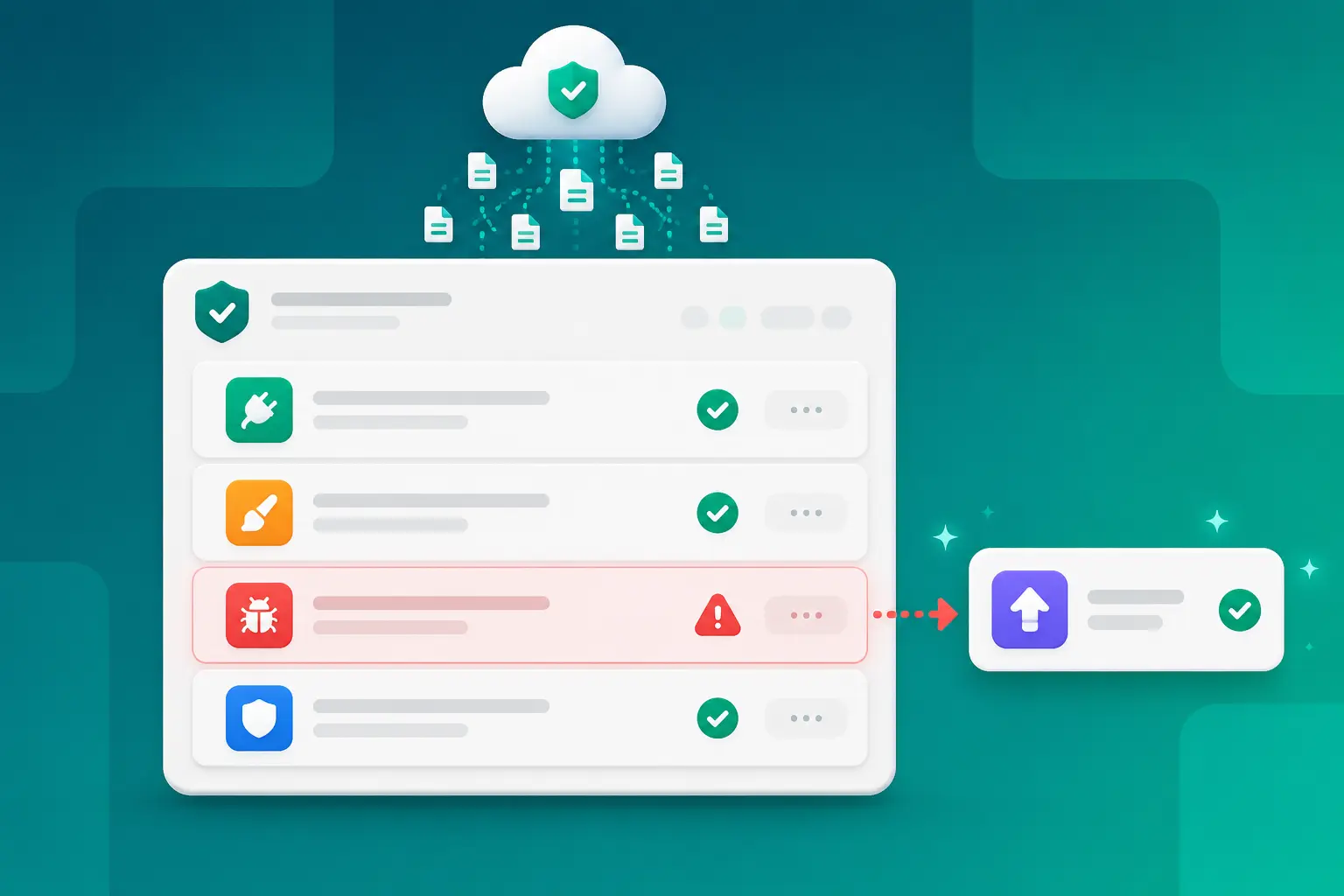 Illustration of a vulnerability feed matched against installed plugin versions