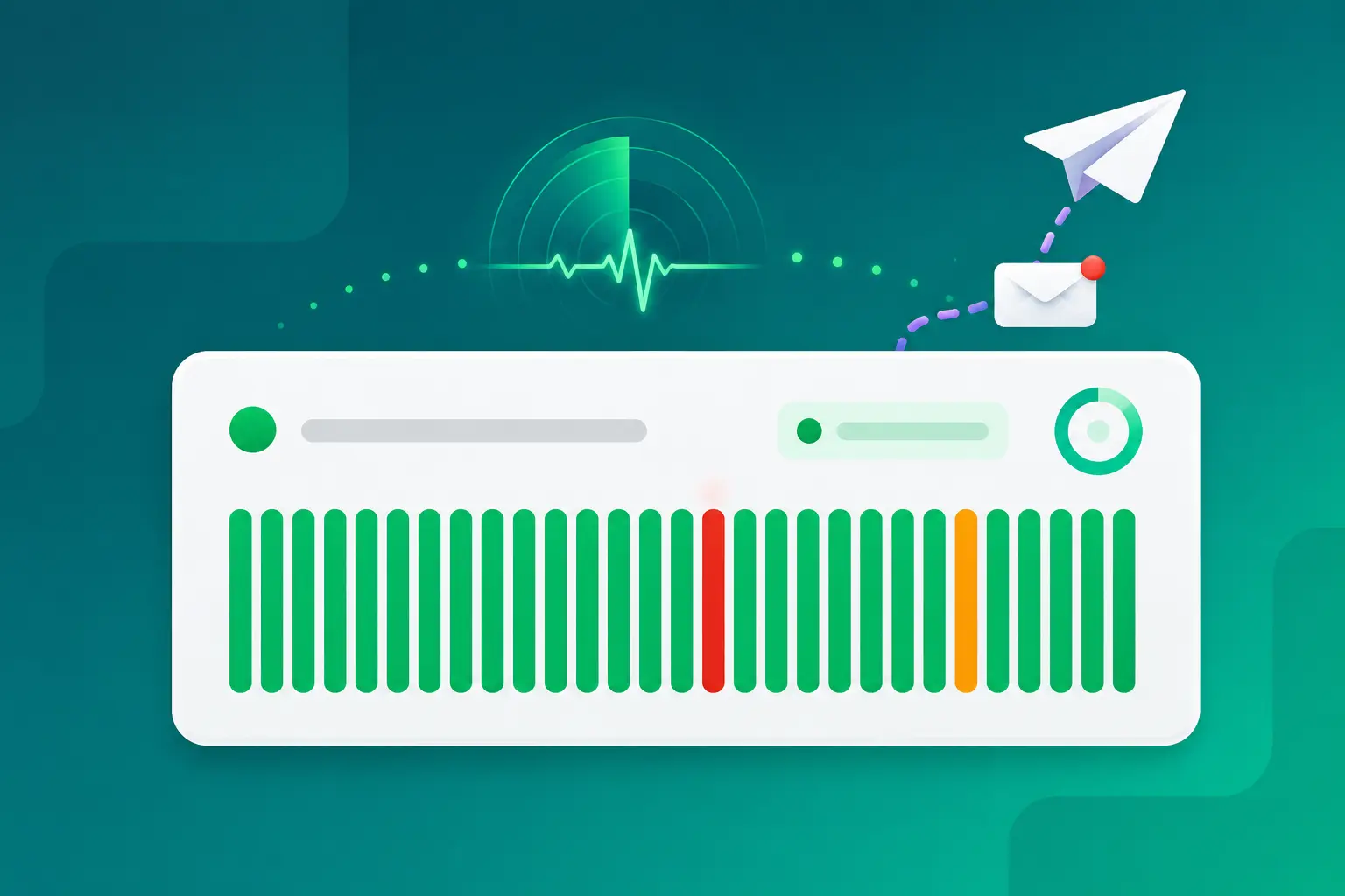Illustration of an uptime status panel catching one bad day out of thirty
