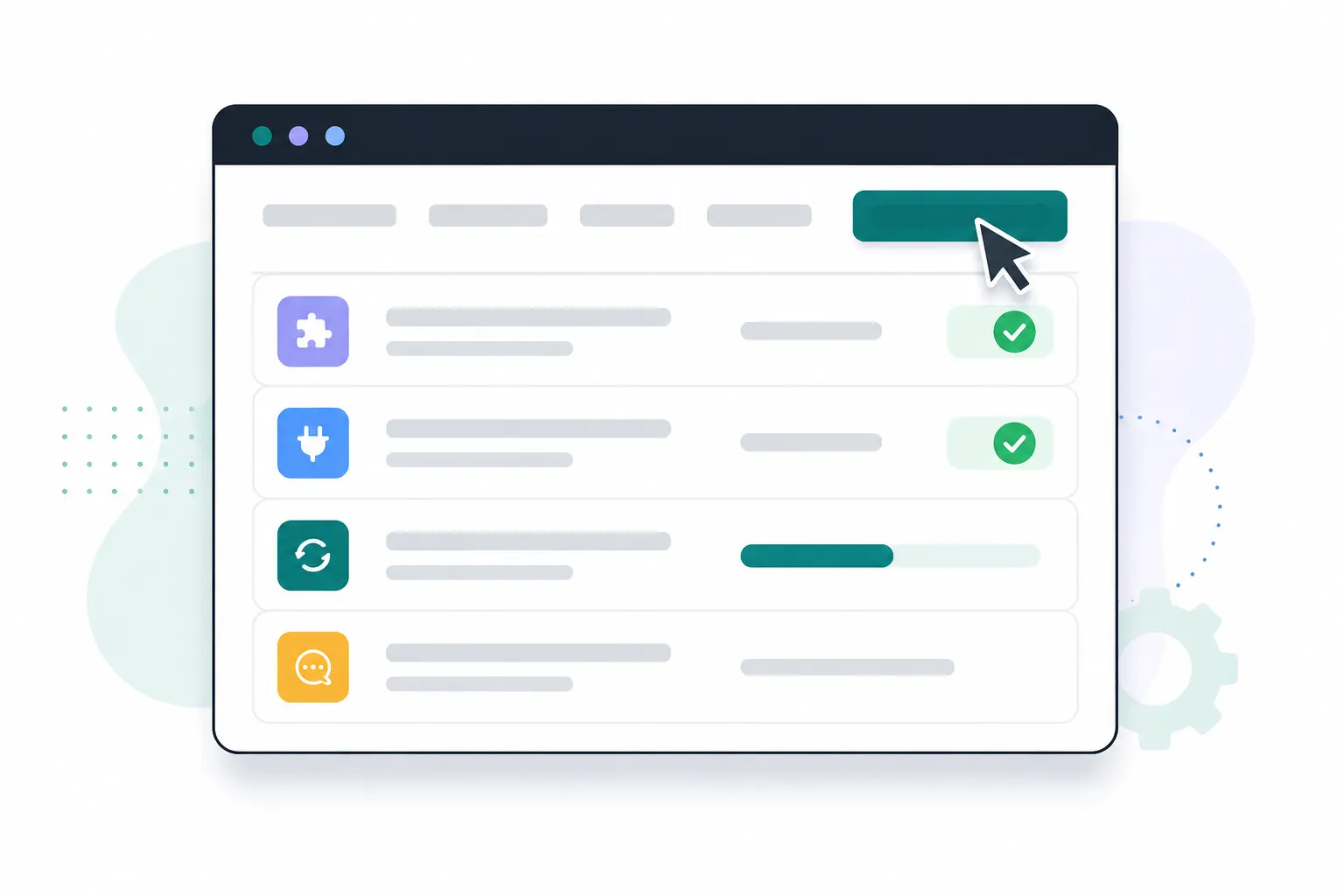Illustration of bulk updates running across several WordPress sites